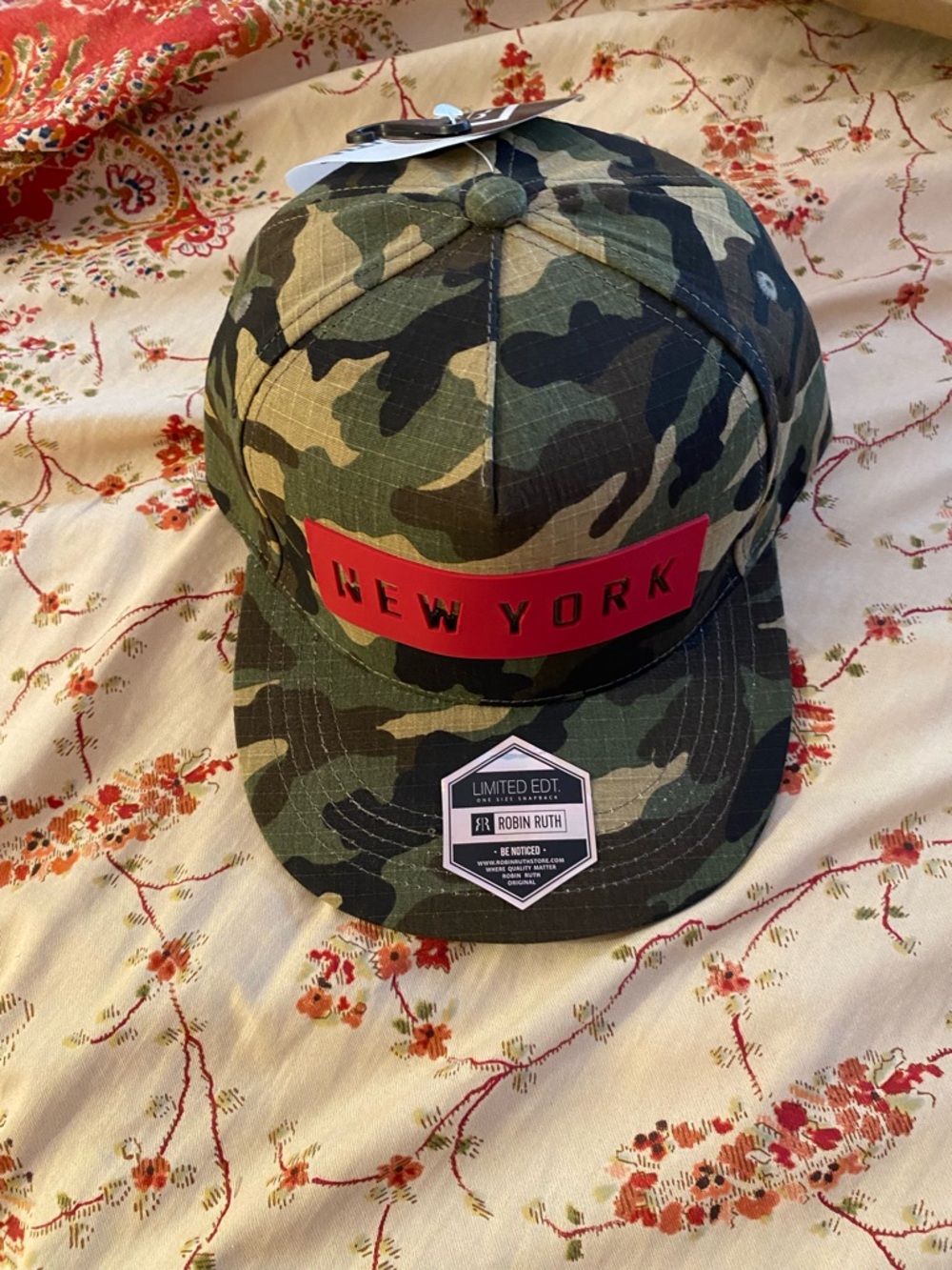 Robin Ruth Camo Snapback Hat with Red Accent